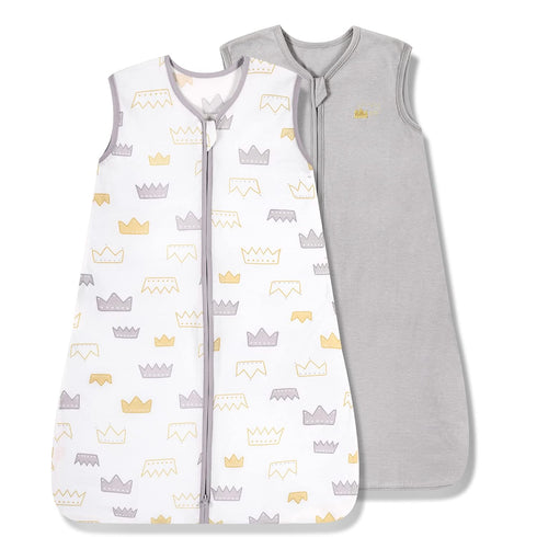 TILLYOU Sleep Sack 18-24 Months, 0.5 TOG Baby Wearable Blanket with 2-Way Zipper, 2 Pack, Gray Grown