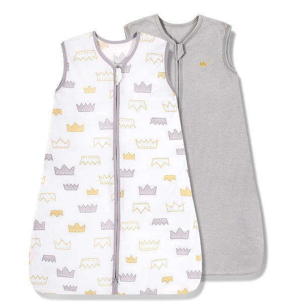 TILLYOU 2 Pack Sleep Sack 0-6 Months - 0.5 TOG Baby Wearable Blanket with 2-Way Zipper, Extra Soft Cotton, Gray