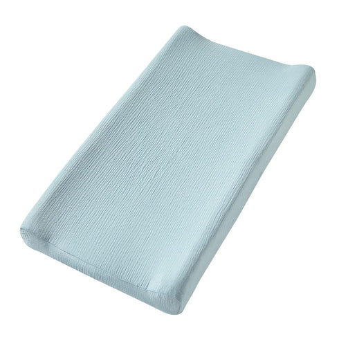 Muslin Changing Pad Cover for Baby Boys Girls, Ultra Soft Breathable Fitted Sheets (Light Blue)