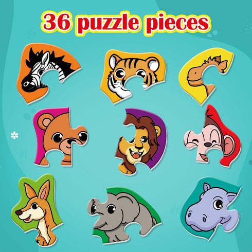 Wild Animal Puzzles for Kids Aged 3+, Educational Montessori Toys for Toddlers, Preschool Learning Game