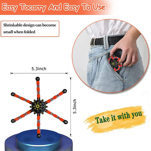 OAHCGNO S 24 Pack Funny Sensory Fidget Toys,Deformable Chain DIY Robot Spinners Stress Relief Gyro Toy Birthday Gifts