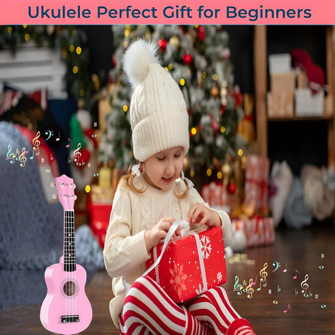 Kids Guitar Acoustic, Jakeloo 21 Inch Wooden Guitar for Toddler Musical Toy Instruments, Ideal for 3-9 Year Olds (Pink)