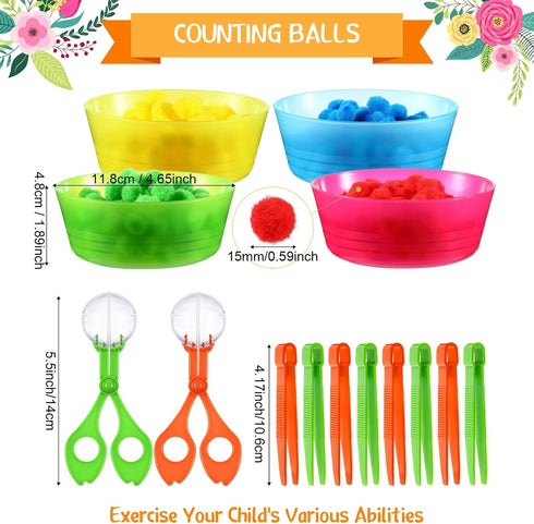 138 Pieces Fine Motor Skills Toys for Early Education, Sorting Counting Training Development for Ages 3+, Includes 8