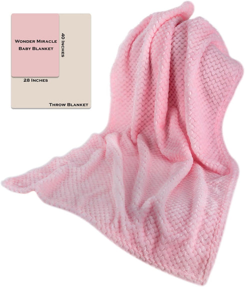 Fuzzy Blanket for Baby - Soft Warm Cozy Coral Fleece Toddler Receiving Blanket for Crib, Stroller (28Wx40L)