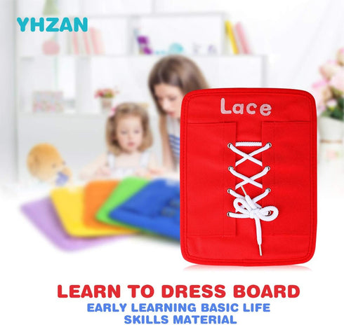 2-8 YHZAN Learn to Tie Your Shoes Dressing Board Montessori Mobile Sensory Board Travel Therapist Life Skills