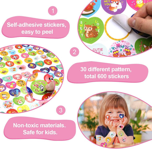 600 Valentines Sticker for Kids, Heart Animal Sticker for Valentine’s Day Party Decoration