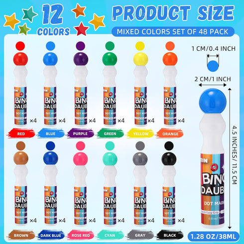 Set Night(0.5 oz) Crtiin Assorted Colors of Bingo Game Cards and Daubers Includes Bingo Paper Game Cards and Dot