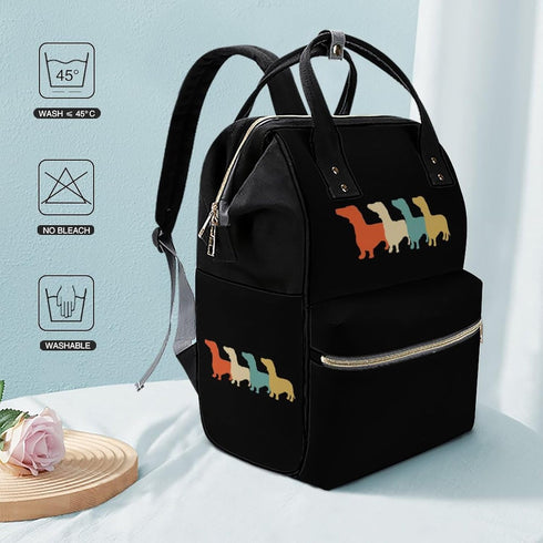 SONGTING Backpack Mommy Daypack Vintage Dachshund Diaper Bag Travel Waterproof Bag Nappy