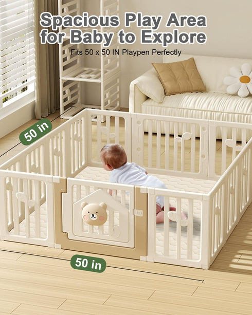 50" 50" TINYHARBO Premium Foam Baby Play Mat x with Removable Cover, Extra Thick Padding Playpen Mat, Non-Slip Floor