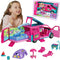 Doll Camper Van Playset for Girls, Portable Doll Car Play with Doll Furniture, Pool & Accessories