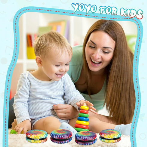 Lenwen Yoyos for Kids - Beginners Metal Yo Yo Toys with Colorful Designs, 100 Pcs for Parties
