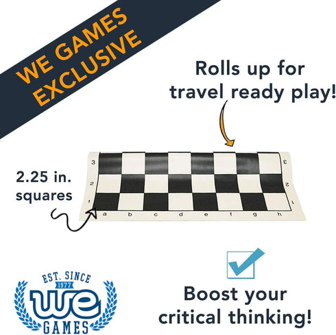 WE Games Tournament Chess Board, Portable Vinyl Travel Chess Mat, 20 in x 20 in for Kids and Adults