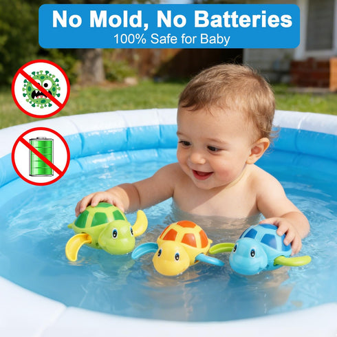 Eivaai 1 2 3 4 5 Swimming (3 Bath Toys for Toddlers Years Old,Pool Toys for Kids,Baby Funny Wind Up Turtle Bath