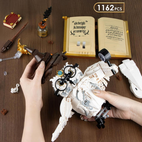 Set, Set 14+ (1162 Vziimo Ideas Magic World Owl Building MOC Creative Bird Animal Building with Light, Collectible Hary