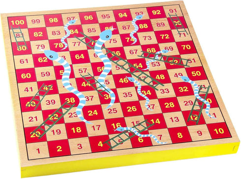 12 inches 2 1 1-4 Set Packed) AMEROUS Wooden Ludo Board Game - Snakes and Ladders, in Reversible, Players Family Dice