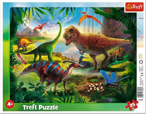 Trefl 25 Piece Jigsaw Puzzle Frame - Dinosaurs Print DIY Puzzle for Kids 3 Years and Up