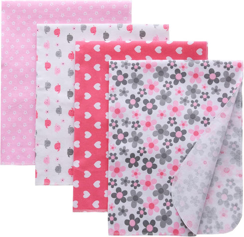 Gina Era Flannel Receiving Blankets, Baby Swaddle Blankets 100% Cotton 4 Pcs