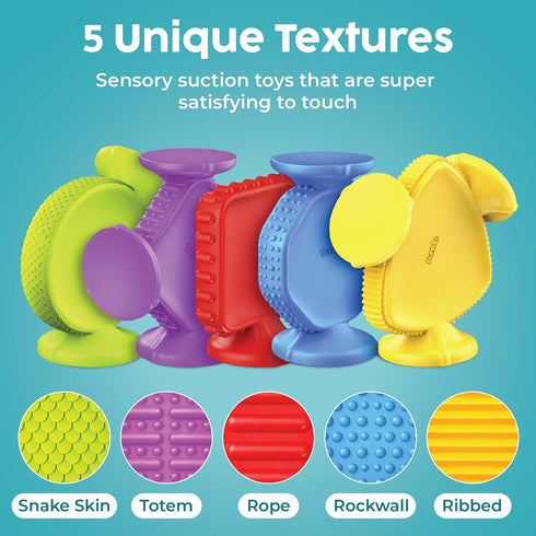13 (5 Pack), 1+, BUNMO Big Shapes Textured Suction Bath Toys for Toddlers Extra Large Silicone Bathtub Toys, BPA-Free