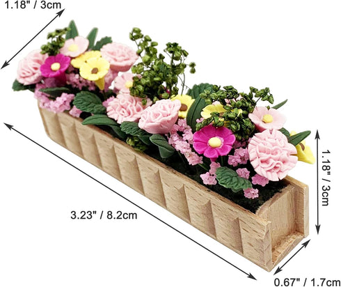 Colorful Miniature Potted Plant Flower, 1:12 Mini Dollhouse Fairy Garden Bonsai Plant Decoration