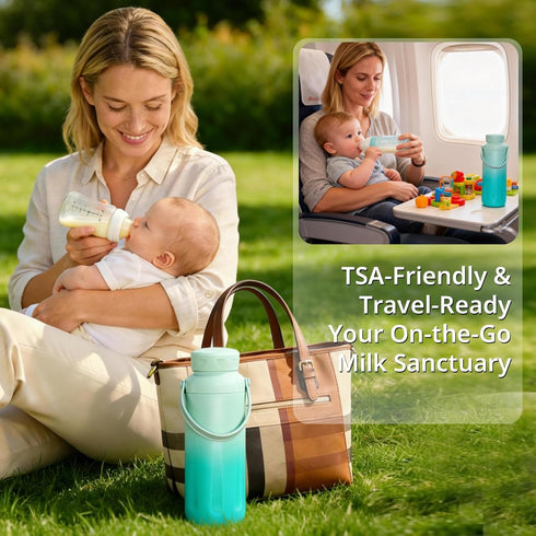 Godgetory 2 22 oz, 24H Breast Milk Cooler with Bottles, Portable Breastmilk Chiller Insulated Milk Storage Container