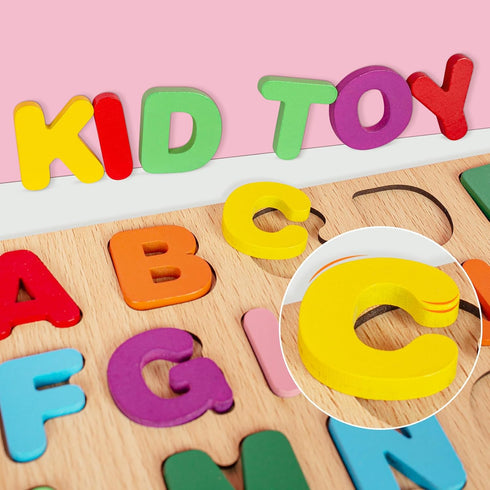 Wooden Puzzles for Toddlers 1-5 Years Old, Alphabet, Number, and Shape Educational Learning Toys Set