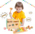 Hammering 3 Pounding Toys Wooden Educational Toy Xylophone Shape Sorter, Birthday Gift for Years Boys Girls Baby