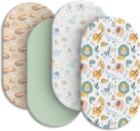 IOCCLH Baby Bassinet Sheets for Baby Boy Girls,4-Pack Fitted Bassinet Sheets Set Compatible