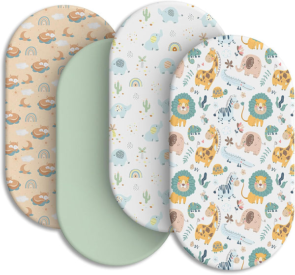 IOCCLH Baby Bassinet Sheets for Baby Boy Girls,4-Pack Fitted Bassinet Sheets Set Compatible