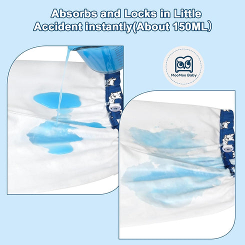 2 Packs MooMoo Baby Leakproof Diaper Pants for Boys and Girls Reusable and Absorbent Protection for Potty Training