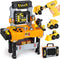 Lehoo Castle Kids Tool Bench with Electric Drill and Construction Vehicles, 2-in-1
