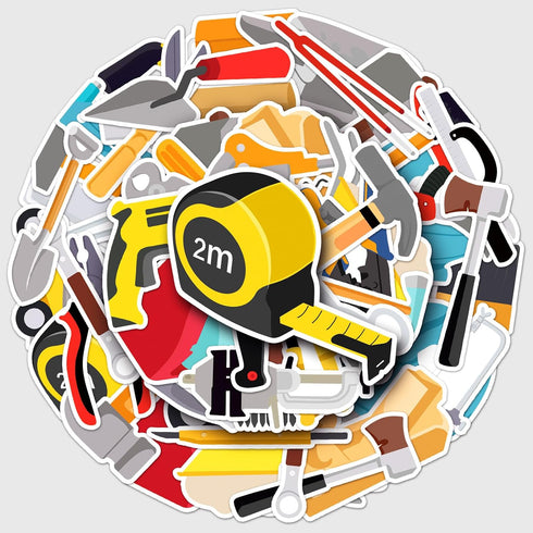 Jictegb Kids,50Pcs Tool Stickers for Waterproof Vinyl Decals for Cup Water Bottles Laptop Luggage Computer Mobile Phone