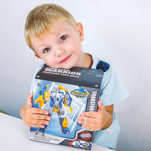 Set, 5-in-1 3 4 5 6 7 Construction Trucks Toy Dinosaur Vehicles Magnetic Educational STEM Building Car Kit, Transform