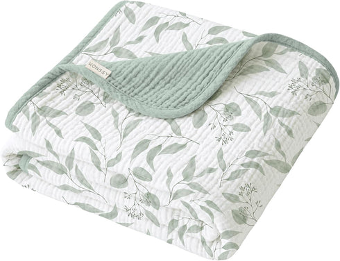 Konssy Muslin Baby Blankets for Girls Boys, 100% Cotton Crib Blanket for