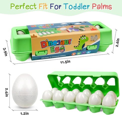 Matching Easter Dinosaurs Eggs for Toddlers, 12 pcs Color & Shape Puzzle Toy, Montessori Educational Gifts for Kids 2-4