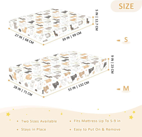 innewgogo 1 Pack 52" 28" Cute Pets Dogs Hearts Print Baby Cotton Fitted Crib Sheet for Boys Girls Soft Breathable