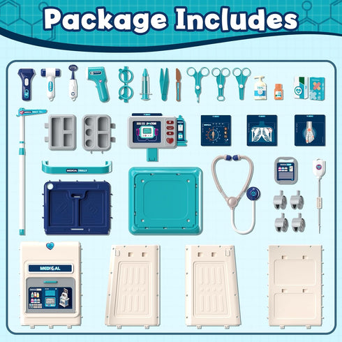 3-5, Set, 3 4 5 Lehoo Castle Doctor Kit for Toddlers Kids Doctors Play Mobile Cart with Lights and Sound, Pretend Play