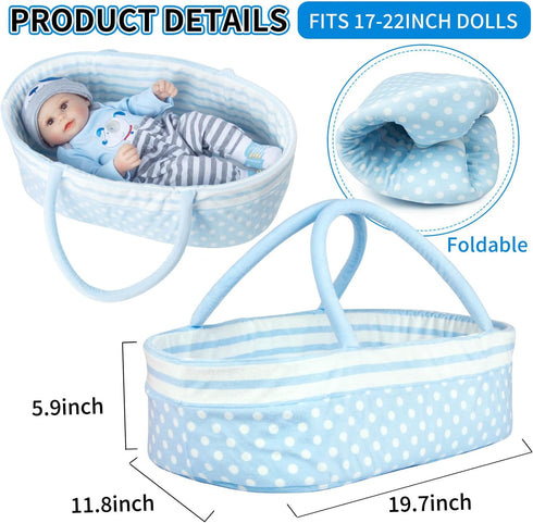 9 Set 17-22 Inch Sets Pieces Reborn Baby Doll Clothes Blue Dog Doll Accessories for Reborn Baby Doll Clothing Gift