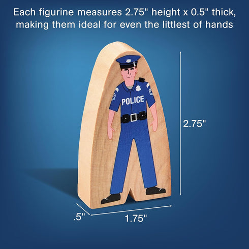 Constructive Playthings 25-Piece Wooden Community Helpers Figurine Set, Inclusive Diverse Wood Toy for Kids 3+