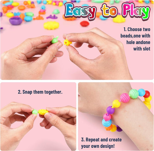 FUNZBO 520+ Snap Pop Beads Jewelry Making Kit, Arts and Crafts Supplies, Toys for Girls, Kids Crafts