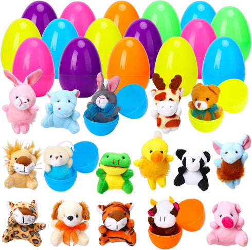 ThinkMax 16 pcs Easter Eggs Filled with Mini Plush Animals Toy for Easter