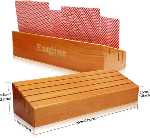 Set 2 9.84In 3.1Inch Exqline Wood Playing Card Holders Tray Racks Organizer of for Kids Seniors Adults - Latest Version