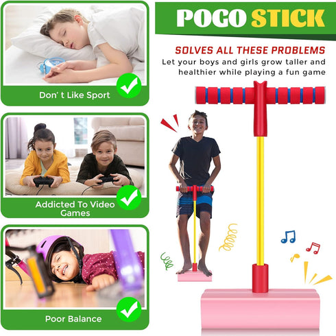 Wettarn 8 Pcs Foam Pogo Jumper, Safe and Fun Jumping Stick for Teens, Boys and Girls, Indoor Outdoor Halloween