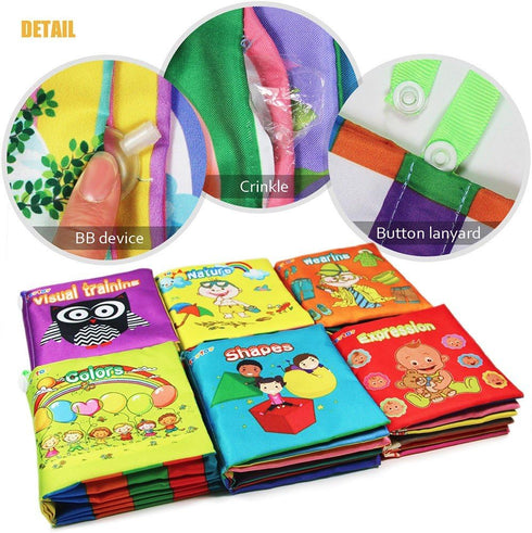 teytoy My First Soft Book, 6 PCS Nontoxic Fabric Baby Cloth Books, Early Education Toys for Toddler