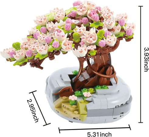 Mini Building Blocks Sakura Plant Bonsai Model Set, Creative DIY Cherry Blossom Flower Botanical Collection