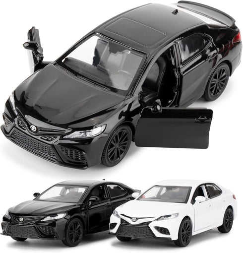1:36 Camry XSE Car Model, Diecast Pull Back Toy Car, Doors Open, Collection Kids Gift (Black)