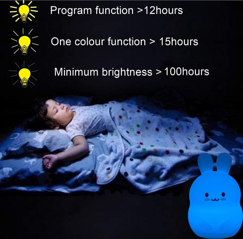 Rabbit Night Lights for Kids - Changeable Brightness & Color Table Lamp for Nursery, Holiday Gifts