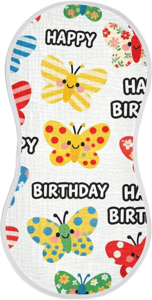 decor gift Cotton Burp Cloth Breathable Happy Birthday Cute Butterfly spit up Cloth for