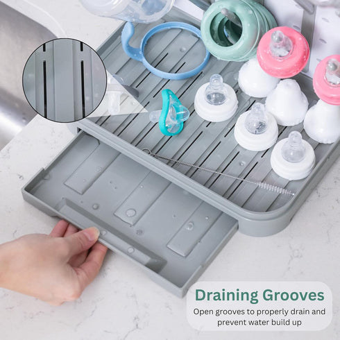 Velakade 15 Countertop Baby Bottle Drying Rack Large Vertical Bottle Dryer for Bottles, Space-Saving Rack for Baby