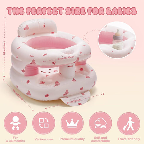 3-36 Inflatable Baby Seat for Babies Months,Baby Floor Chair with Built in Air Pump,Infant Back Support Seat