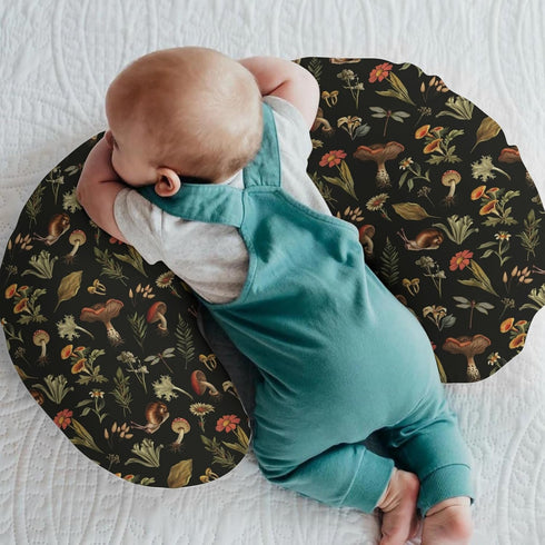 Vintage Mushroom Life Baby Nursing Pillow Covers for Boy Girl Retro Mushroom Leaves Floral Nursery Pillowcase